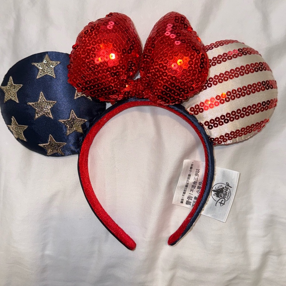 Disney Parks Star USA America Flag Minnie Ear Headband Land That I Love